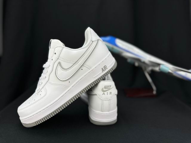 Cheap Nike Air Force 1 White Grey Double Swoosh Shoes Men and Women-9